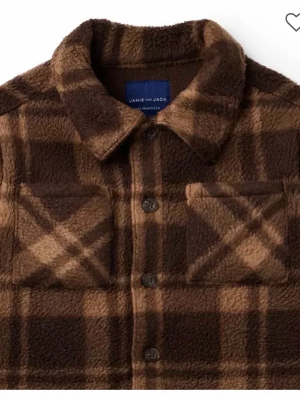 Janie and Jack Brown Plaid Fleece shirt Coat